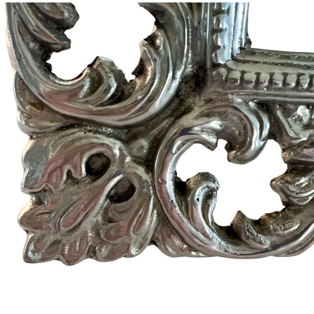 Large Pewter Ornate Picture Frame Hippopotamus Illustration Heavy 8 x 6.5" - Picture 3 of 11